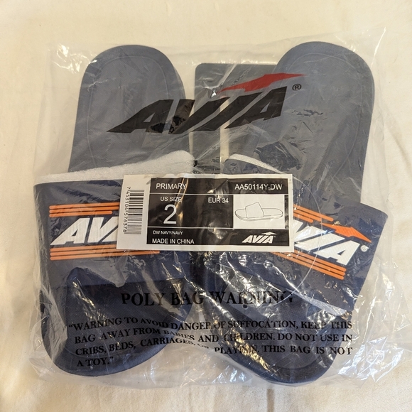 Avia Kids Primary Sandals Slides Rubber with Logo Navy - Picture 3 of 8